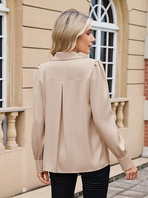 Camisa de Satín Cuello V